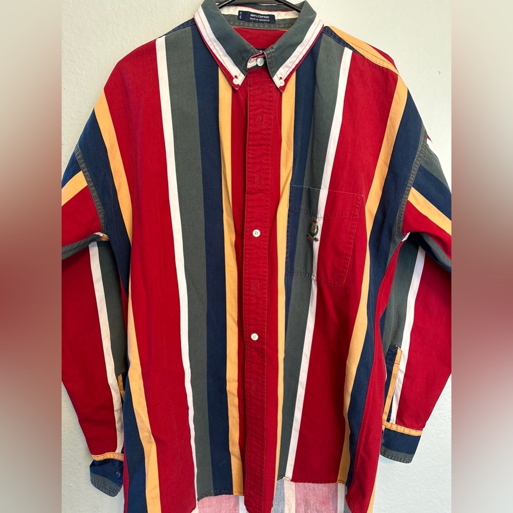 Chaps Vintage Color block button down shirt longsleeve nautica Ralph Lauren polo
